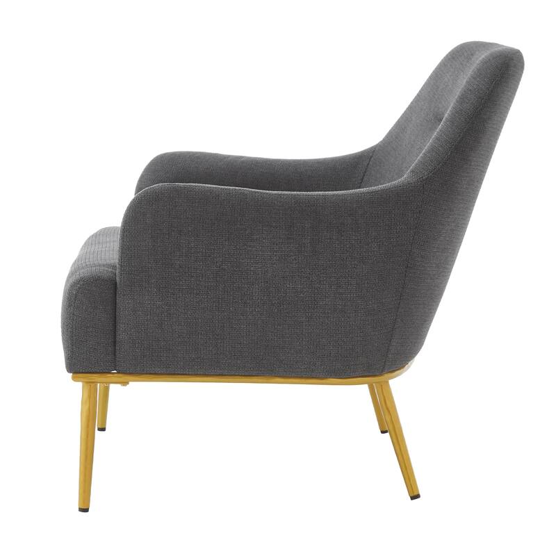 Christopher Knight Home - Modern Upholstered Armchair with Gold Metal Legs and Curved Backrest
