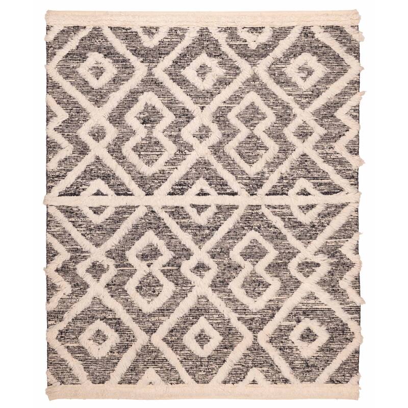 ECARPETGALLERY Hand-knotted Looma Black, Cream Wool Rug - 8'3 x 10'2