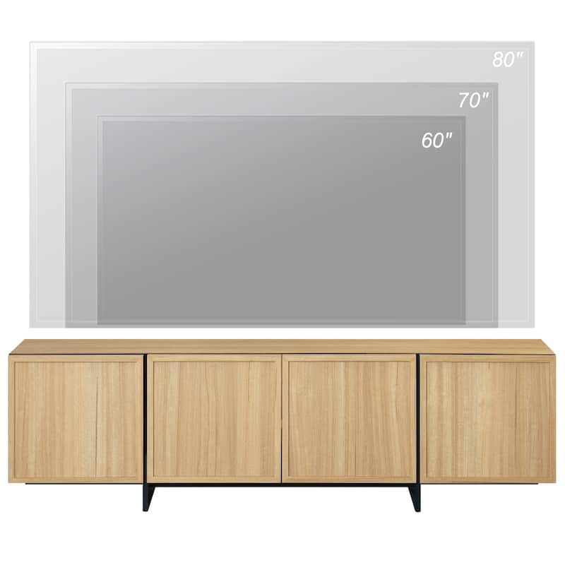 WAMPAT TV Stand with T-Shaped Legs, Modern Entertainment Center with 4 Storage Cabinets, Media Console TV Table for Living Room