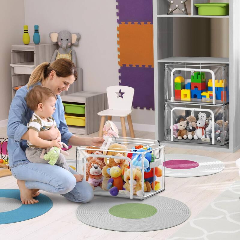 Sorbus Storage Bins with Metal Frame - Stackable & Foldable Clothes Organizer Bags with & Carry Handles Organization