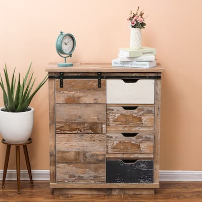 Brown Wood Rustic Style 4-Drawer with 1-Sliding Door Storage Cabinet