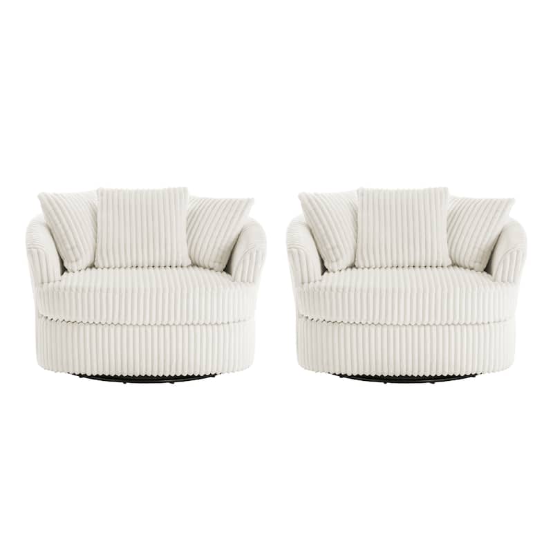 UIXE Oversize 43" Plush Corduroy Swivel Barrel Chair Comfy Accent Chair For Living Room