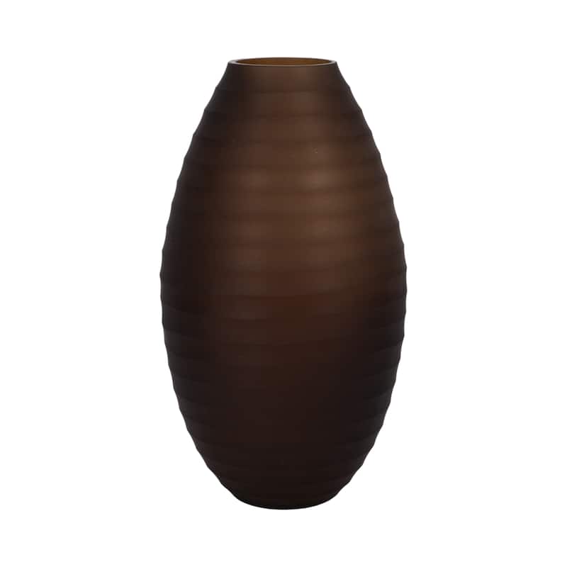 Sagebrook Home Glass Champagne Cylinder Ridged Urn Vase