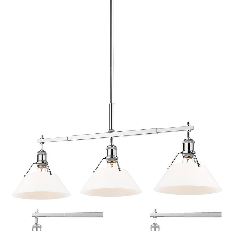 Orwell 3-Light Linear Pendant in Chrome with Opal Glass - Silver