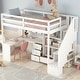 preview thumbnail 21 of 31, Twin Size Loft Bed with L-Shaped Desk, Storage Drawers, Cabinet, and Staircase, Space-Saving Design, Grey