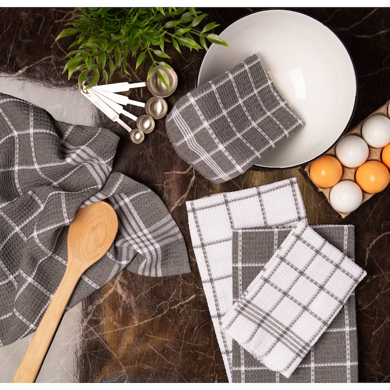 J&M Eggplant Waffle Weave Dishtowel (Set of 6)