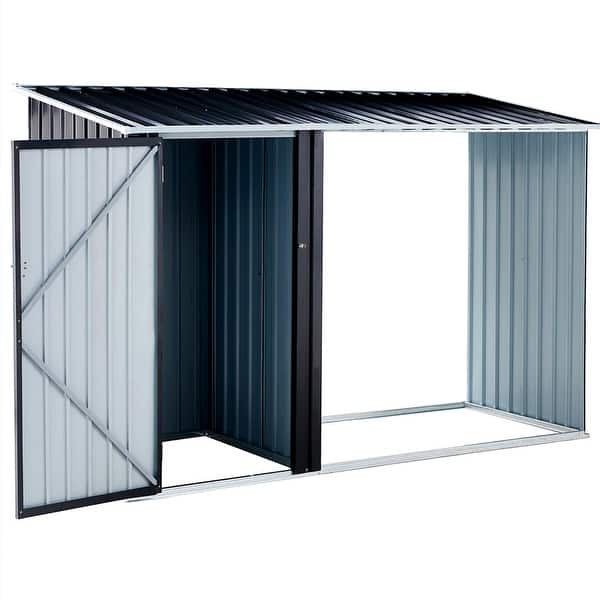 slide 2 of 4, Firewood Storage Shed Outdoor Firewood Storage Rack Storage Shed With Log Holder Firewood Shelter For Patio dark gray