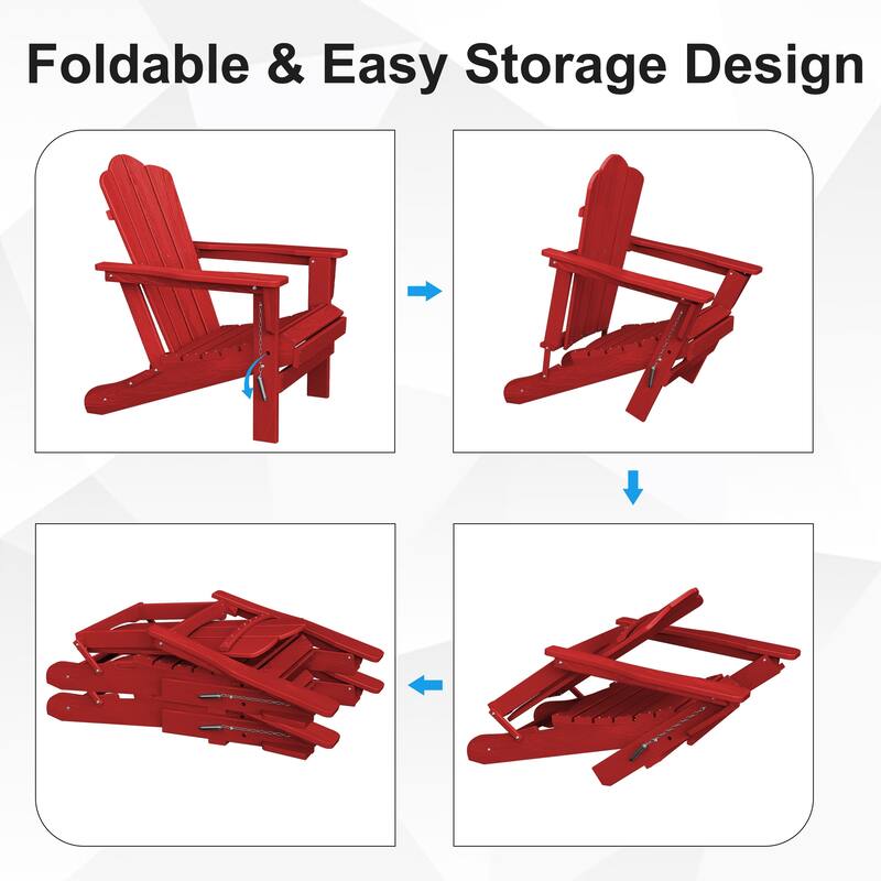 Plastic Folding Outdoor Patio Adirondack Chair With Slat Seat