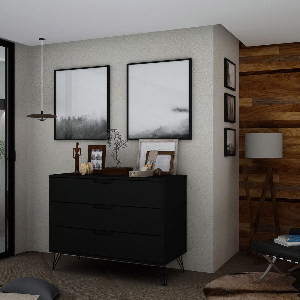 carson carrington bandene modern dresser and nightstand set Carson Carrington Bodo Mid-century Modern 2-Drawer Nightstand (Black)