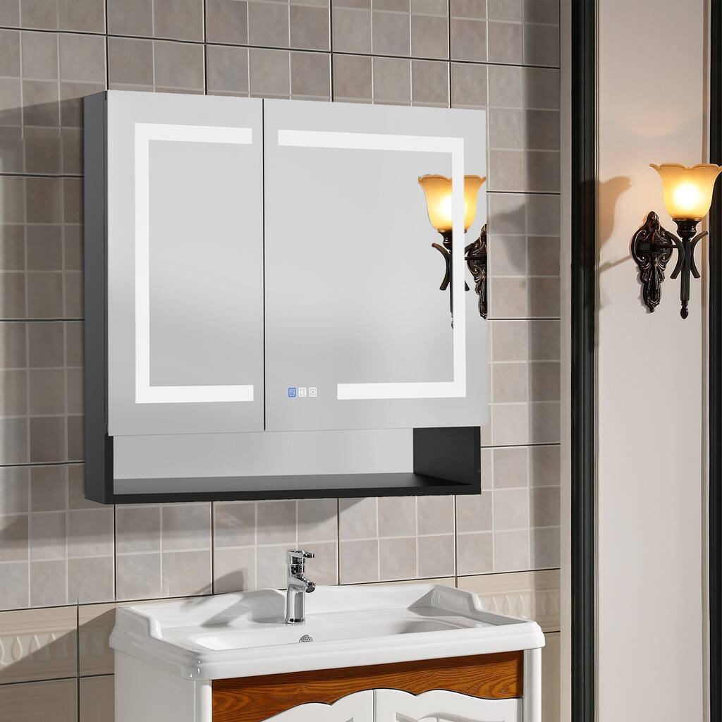 LED Bathroom Medicine Cabinet with Mirror and Shelf - 36*32
