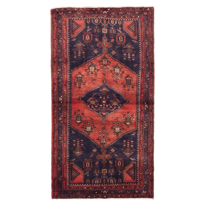 ECARPETGALLERY Hand-knotted Andelz Dark Navy, Red Wool Rug - 3'5 x 6'3
