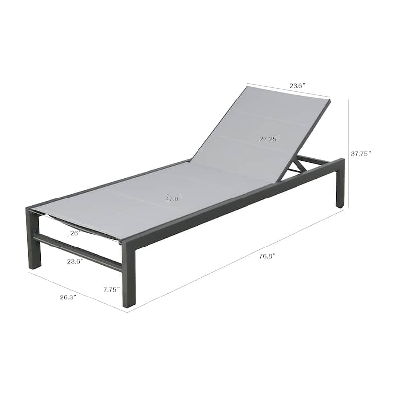 Outdoor Chaise Lounge Adjustable Padded Patio Reclining Chaise