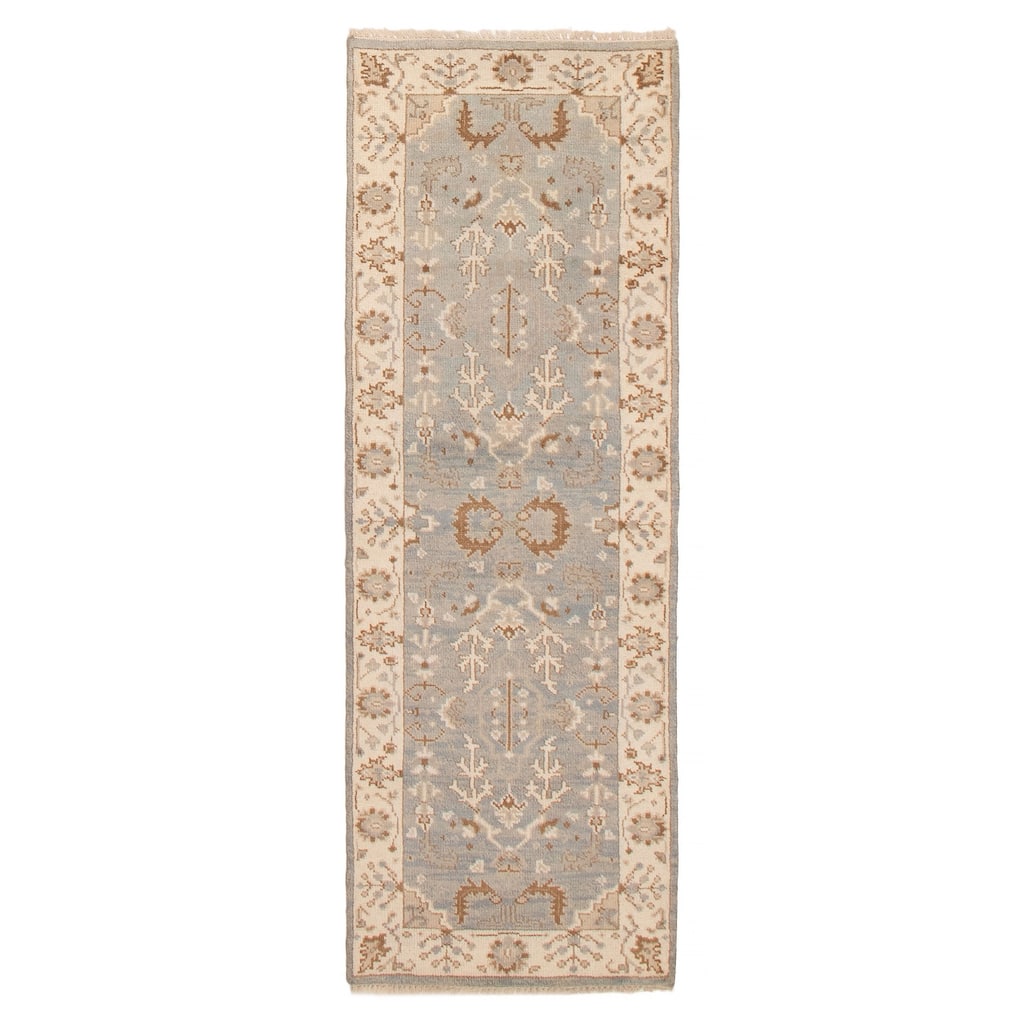 ECARPETGALLERY Hand-knotted Royal Oushak Light Blue Wool Rug - 2'9 x 7'11