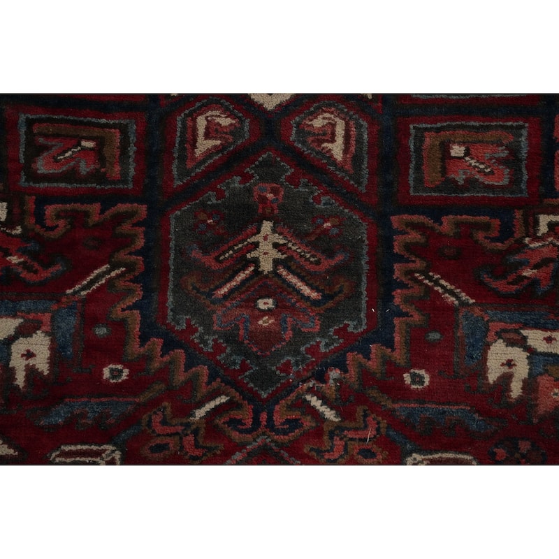 Hand Knotted Oriental 100% Wool Carpet Traditional Medallion Red Heriz Area Rug - 11' 4'' X 8' 7''