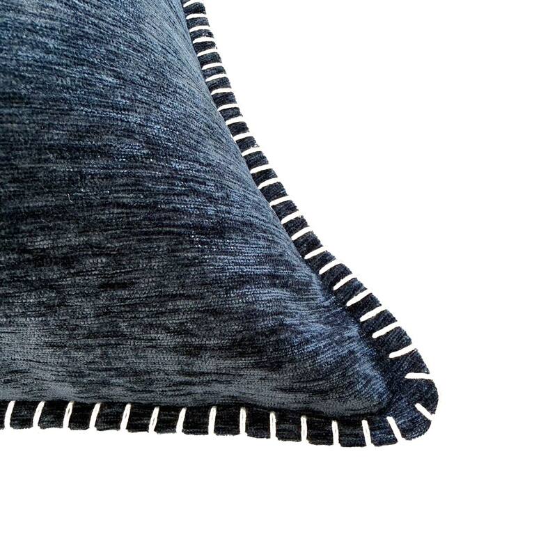 Textured Throw Pillow with Stitched Contrast Edge Set of 2