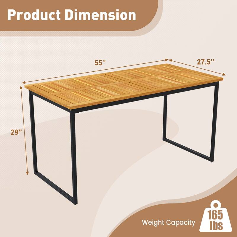 Costway Acacia Wood Dining Table for 6 People 55" Rectangle Patio - See Details