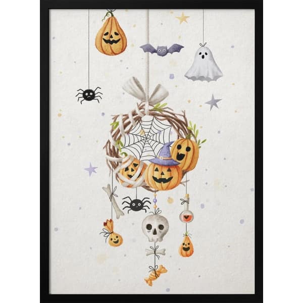 slide 2 of 7, "Halloween Dreamcatcher" Framed Print Wall Art Black - Large
