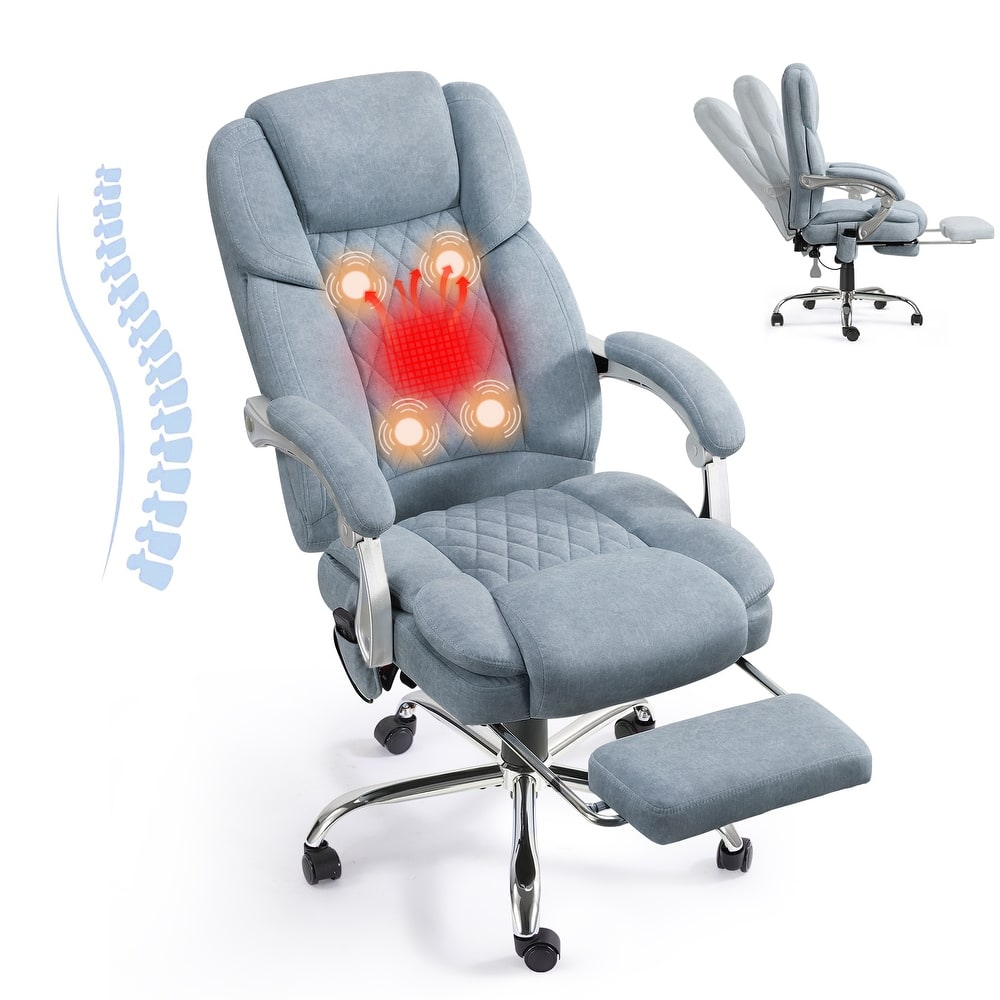 EROMMY Ergonomic Heated Massage Office Chair with Lumbar Support, Reclining Backrest, 2/4/6-Point Massage