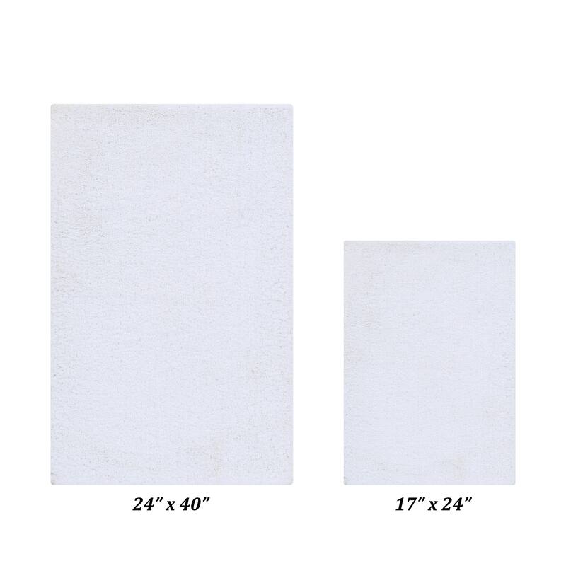 Better Trends Bath Rug Set 100% Micro Polyester Tufted Anti-Skid Latex Backing Bathroom Rugs for Shower, Sink Mats Micro Plush - 2 Piece Set (17" x 24" | 24" x 40") - White