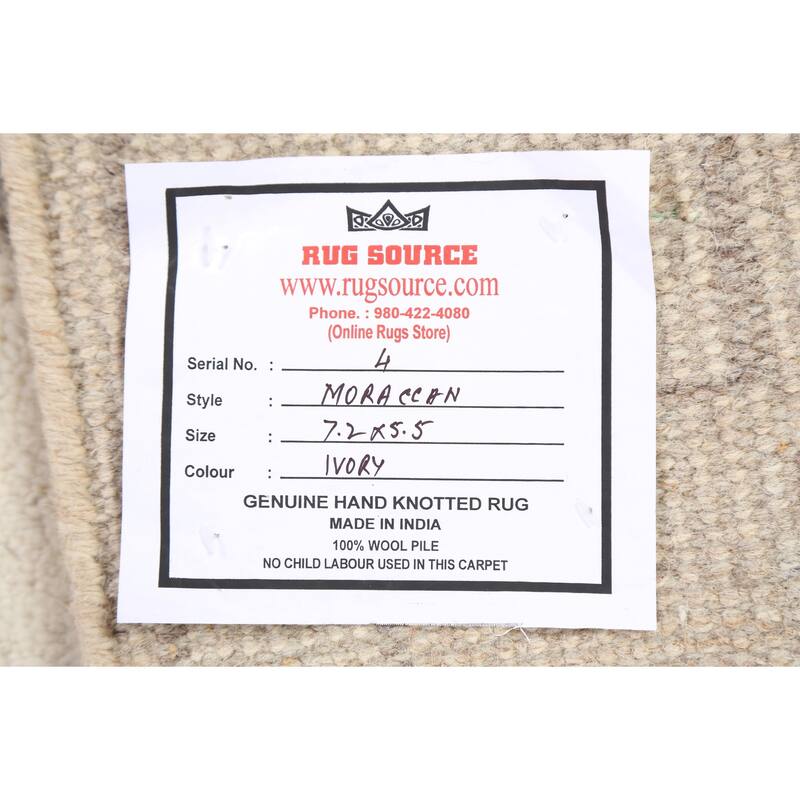 Abstract Modern Oriental Moroccan Area Rug Hand-knotted Wool Carpet - 5'5" x 7'2"