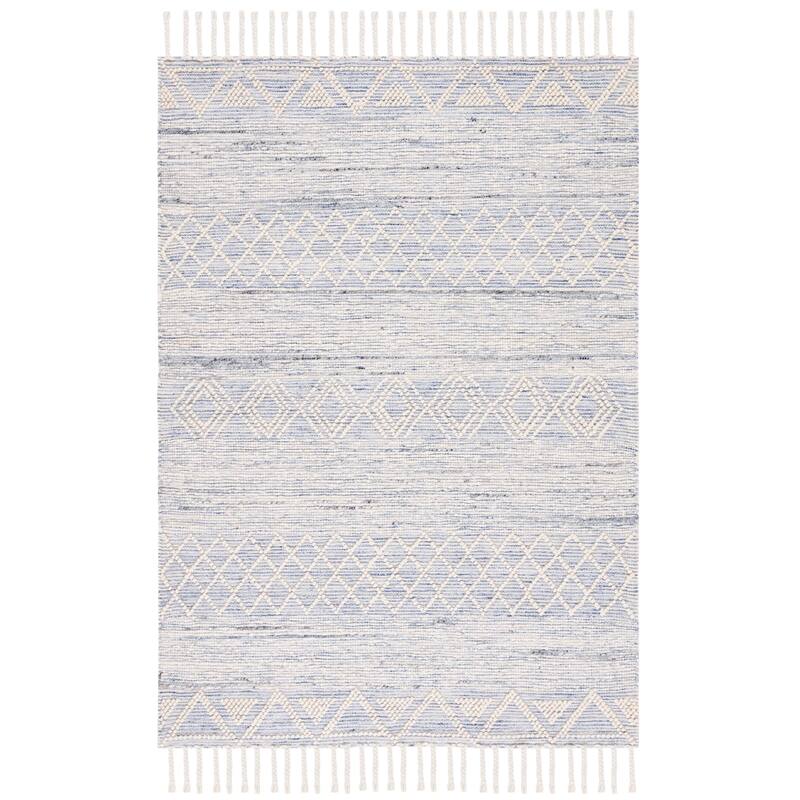 SAFAVIEH Handmade Natura Safa Wool Rug - 6' Square - Ivory/Blue