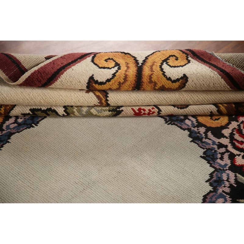 Aubusson Oriental Area Rug Handmade Wool Carpet - 8'2"x 9'2"