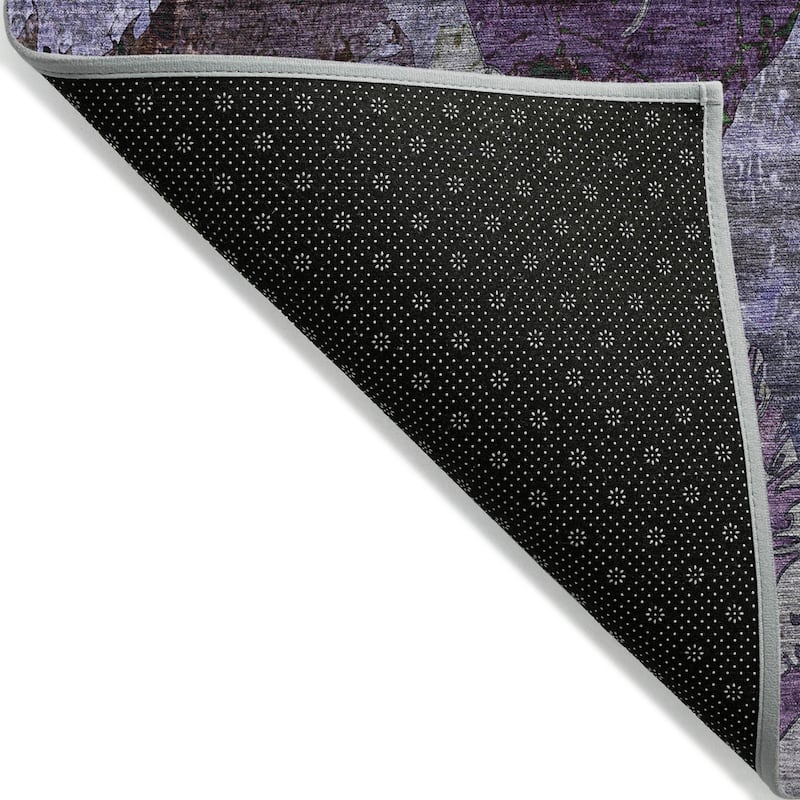 Machine Washable Indoor/ Outdoor Abstract Leaves Chantille Rug