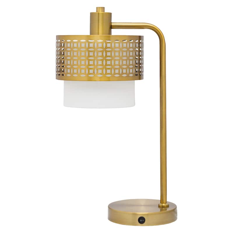 Eliza River of Goods Gold Metal and Fabric Two-Piece Shade 19.5-Inch Table Lamp - 10.5" x 10.5" x 19.5"