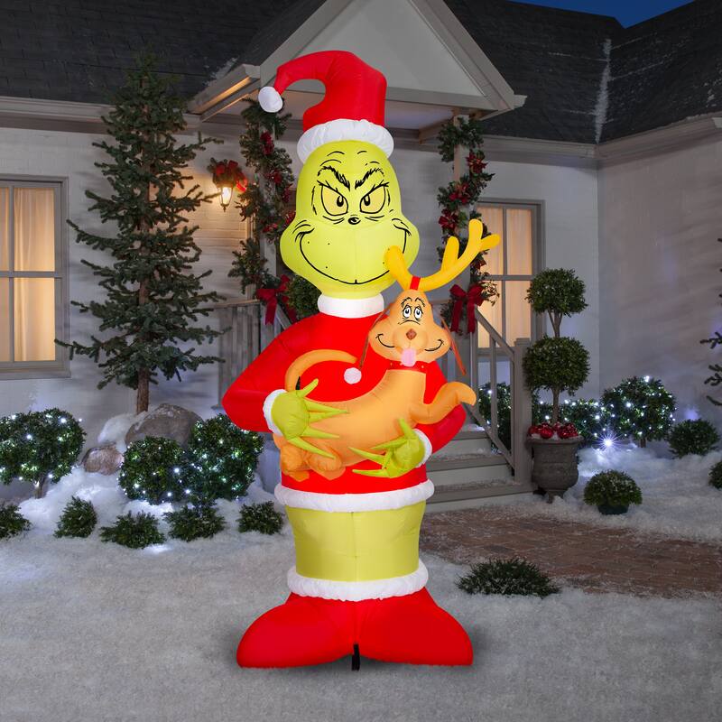 Airblown-Grinch Holding Max-Giant Scene-Dr. Seuss