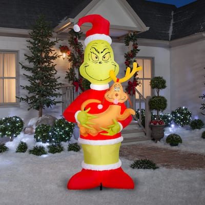 Airblown-Grinch Holding Max-Giant Scene-Dr. Seuss
