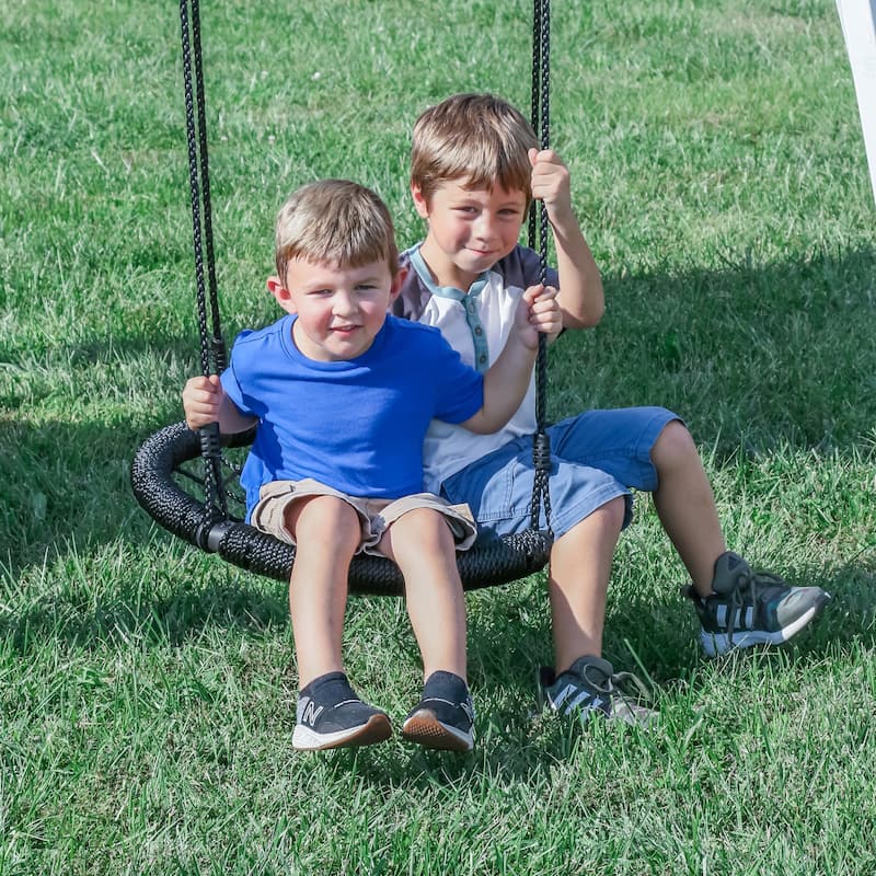 Backyard Discovery Whispering Point Light Gray Cedar Wood Swing Set - 15'3" x 11'6"