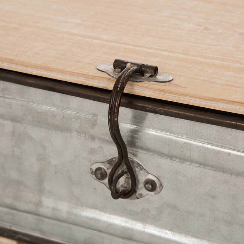 Glitzhome Set of 2 Farmhouse Metal Box Organizer Storage Chests