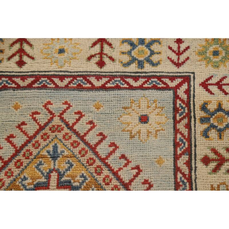 Kazak Runner Rug Handmade Traditional Blue Wool Carpet - 2'9" x 12'11"