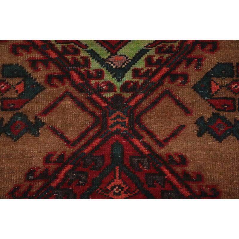 Hand Knotted Oriental 100% Wool Carpet Traditional Tribal Brown Ardebil Runner Rug - 11' 4'' X 3' 6''