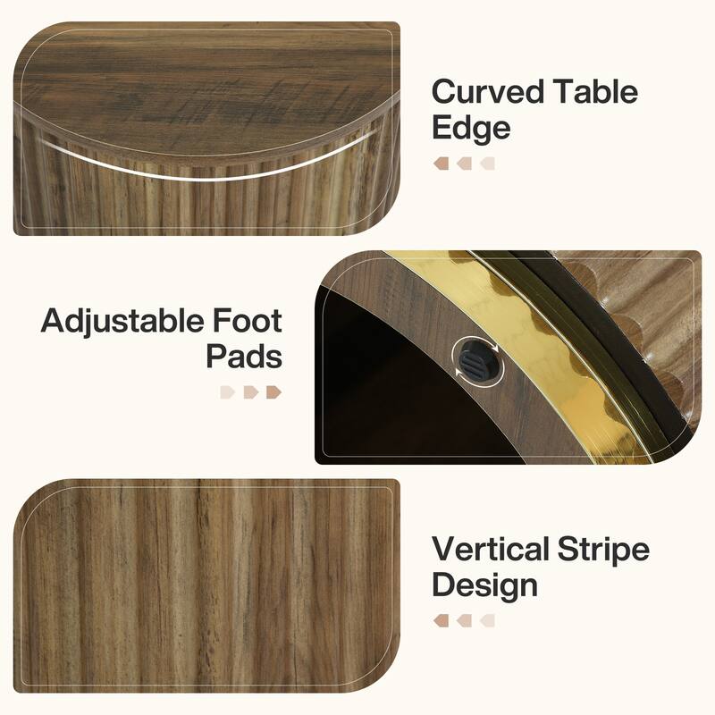 Small Fluted Round Side Table, Wooden Bedside Table for Sofa