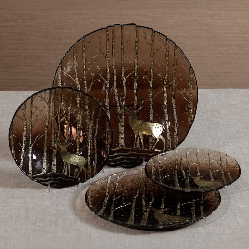 Wilderness Large Glass Serving Bowls, Set of 4 - Family Style Serving Bowls
