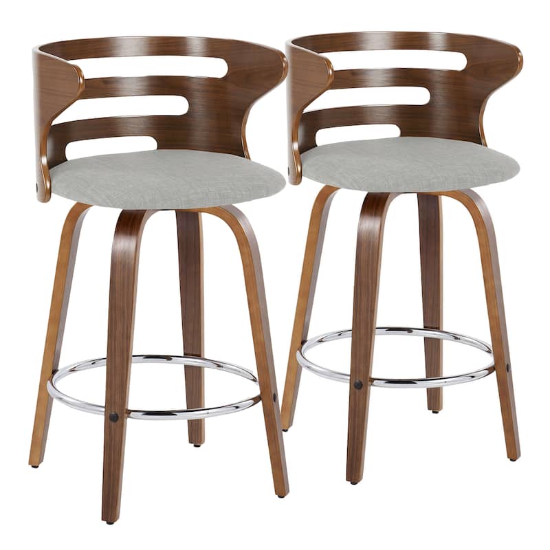 Carson Carrington Cranagh 26" Fixed-Height Counter Stool with Bent Wood Legs (Set of 2)