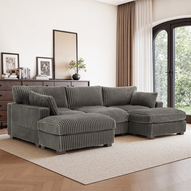 Oversized U-shaped Plush Modular Sectional Sofa Set