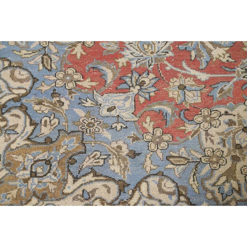 Hand Knotted Oriental 100% Wool Carpet Traditional Floral Red Kashan Area Rug - 12' 5'' X 9' 5''