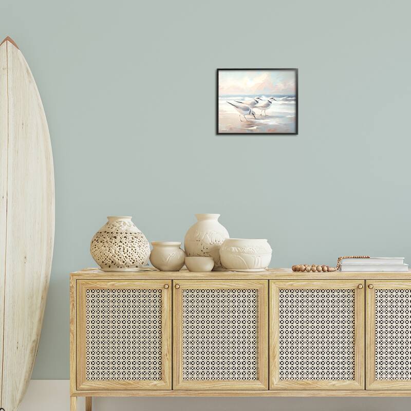 Stupell Sandpipers Under Warm Beach Sun Framed Giclee Art Design By Ramona Murdock