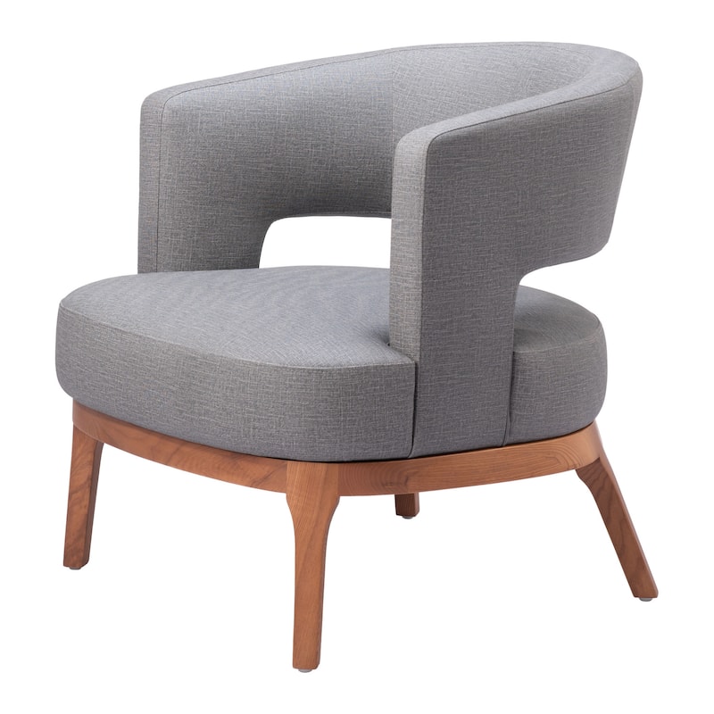 HomeRoots 27" Slate Gray And Brown Faux Leather Arm Chair - 26.8' X '27.2' X '27.2