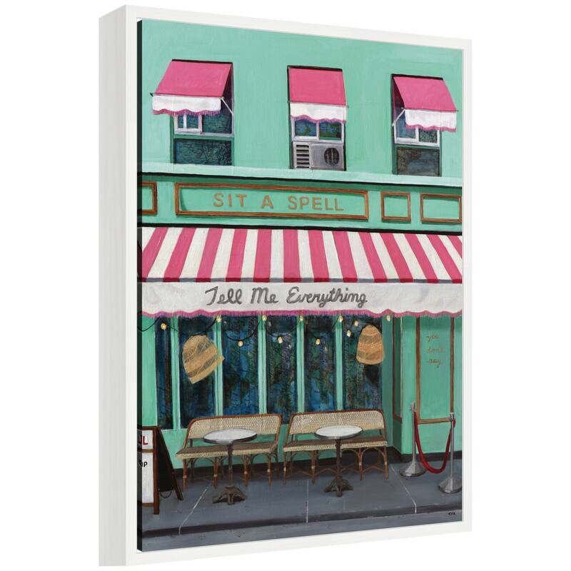 Kate and Laurel Sit A Spell by Krista V. Allenstein Framed Canvas Wall Art Print - 18 x 24