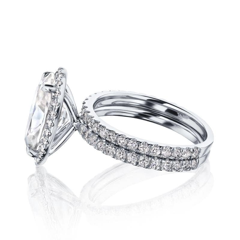 Kobelli Signature Collection 5 Carats Moissanite & Diamond 14k Solid Gold Oval Halo Near Eternity Olivia 2pc Bridal Set
