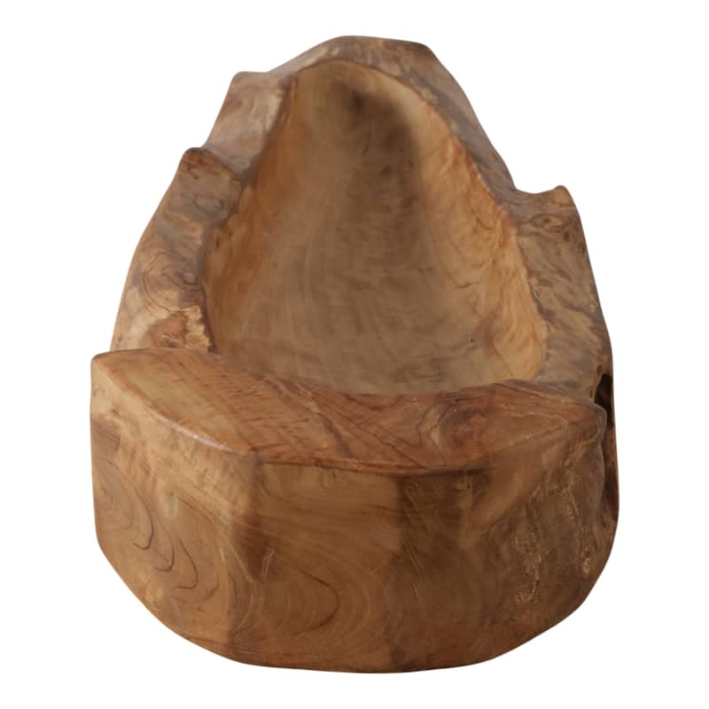Teakwood Bowl Natural Sculpted Form Decorative Accent - 5" Brown - 24" x 10" x 5"