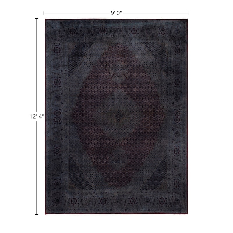 Overdyed One-of-a-Kind Hand-Knotted Area Rug - Black - 9' 0" x 12' 4"