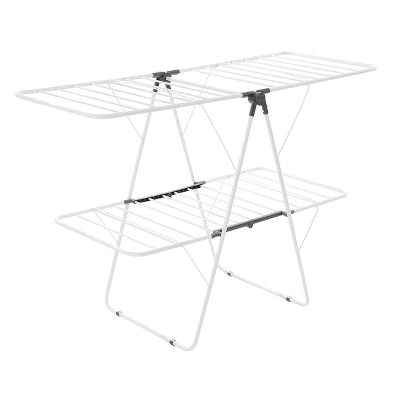 Foldable 2 Tier Clothes Drying Rack with Double Wings and 31 Rods for Indoor and Outdoor - 31