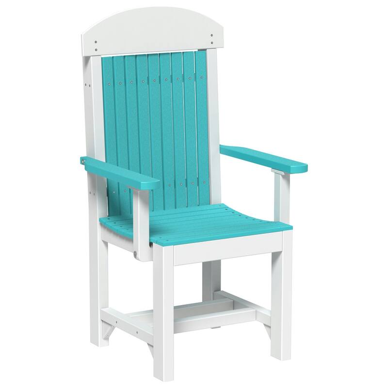 Set of 4 Poly Lumber Classic Dining Chairs - Arm Chair - Aruba Blue & White - Dining Height
