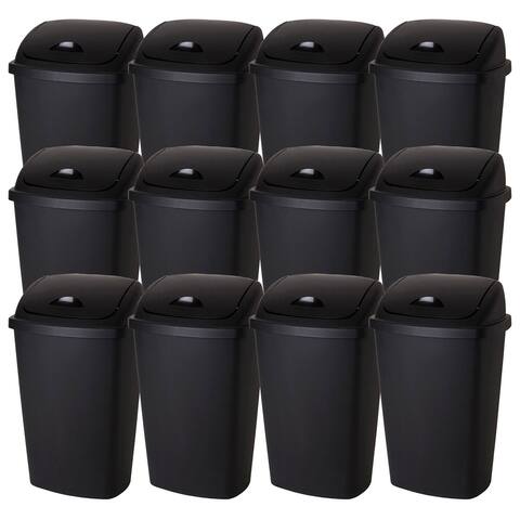 Sterilite 13.2gal Home Office SwingTop Wastebasket Trash Can, Black (12 Pack)