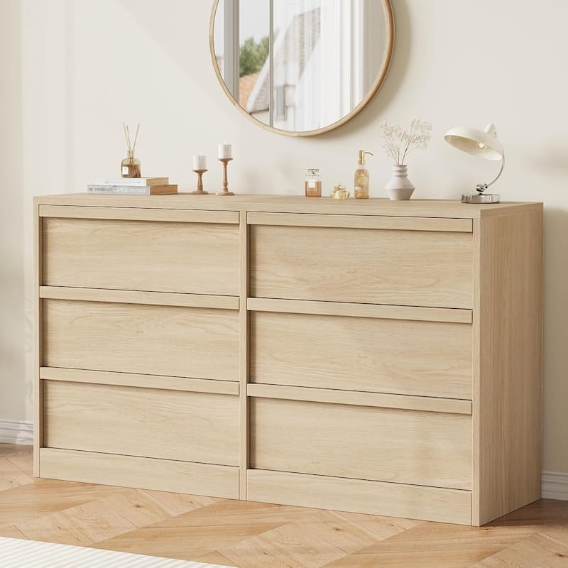 Drawer Dresser for Bedroom, Wide Antique Chest of Drawers with Large Storage, Wooden Dresser Organizer
