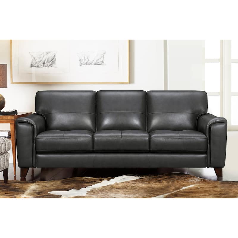 Bergen 87" Leather Upholstered 3-Seater Sofa - Pewter